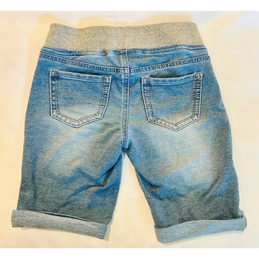 Arizona Jean Co Cuffed Shorts Metallic Silver Elastic Waistband - Girl 8 Reg